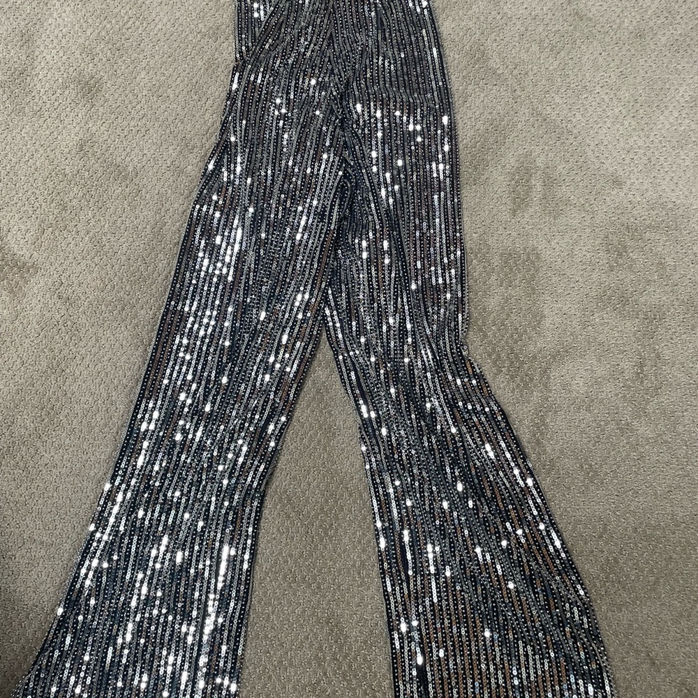 Sparkling Black and Silver Sequin Pants